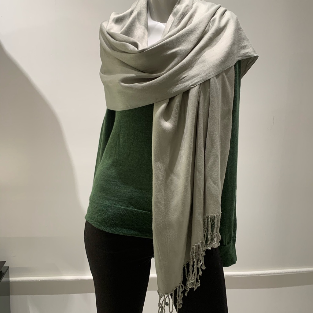 Silver Scarf Wrap With Subtle Sheen